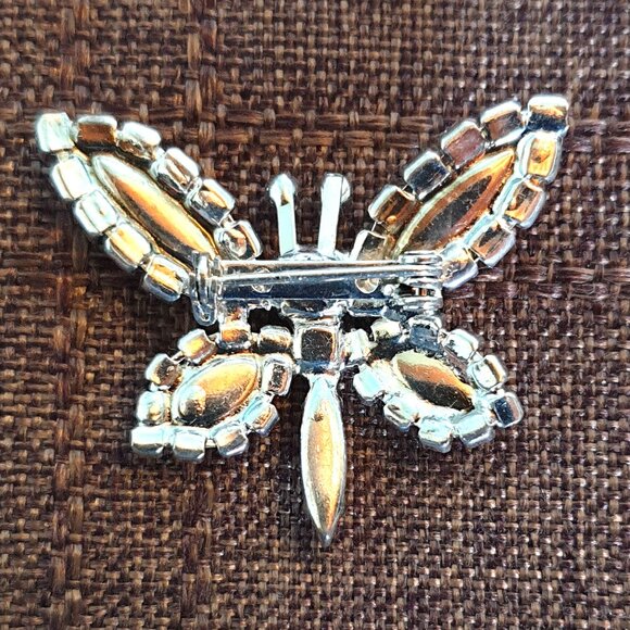 1.75'' Rare Vintage Clear Rhinestone Silver-Tone Bridal Brooch - Picture 8 of 10